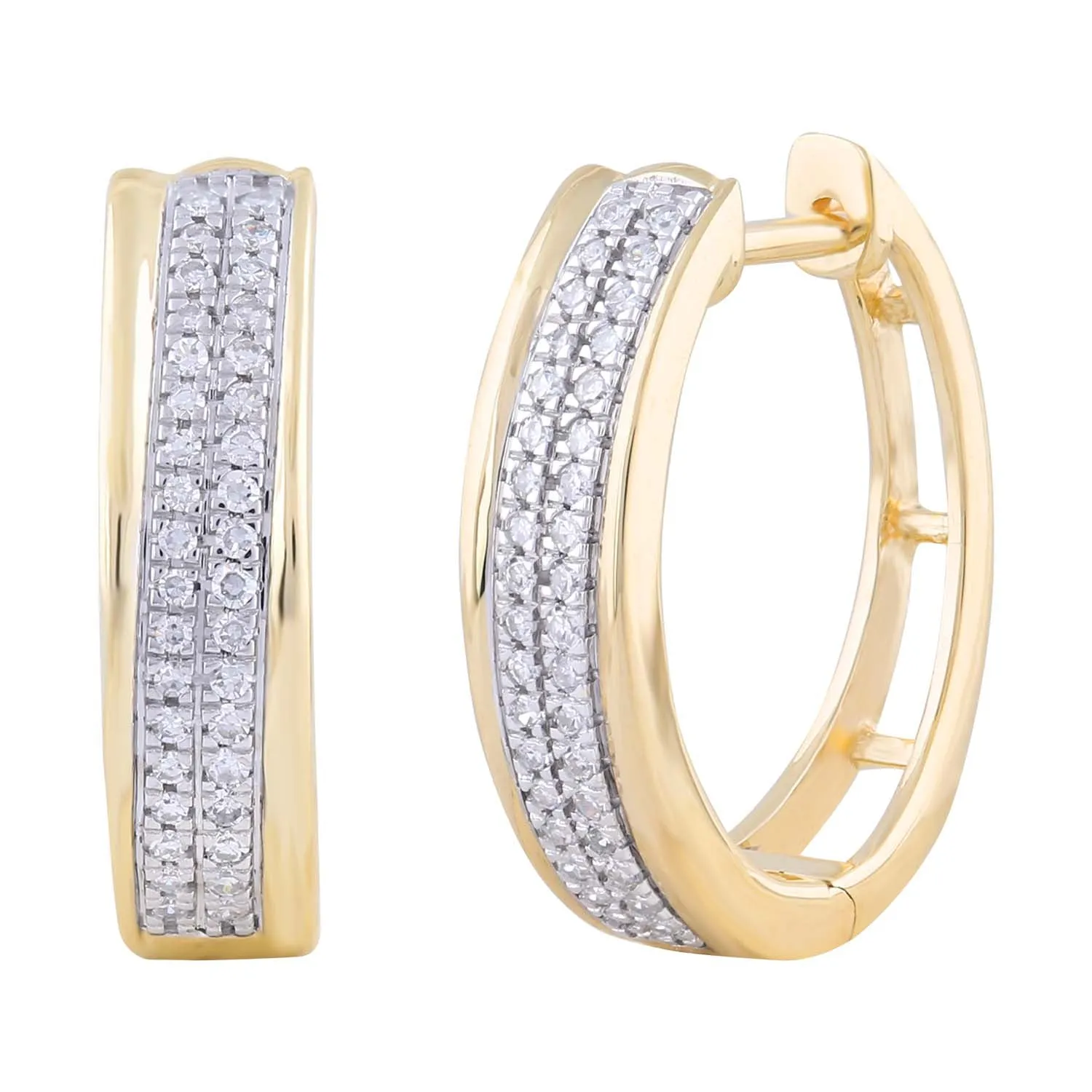 0.20ct Diamond Huggie Earrings In 9Ct Yellow Gold