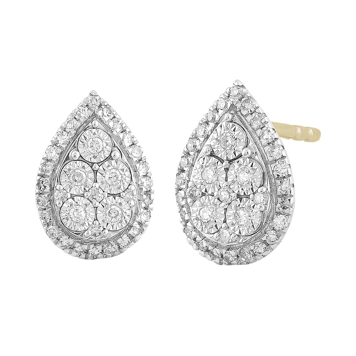 0.20ct Diamond Pear Cut Stud Earrings In 9Ct Yellow Gold