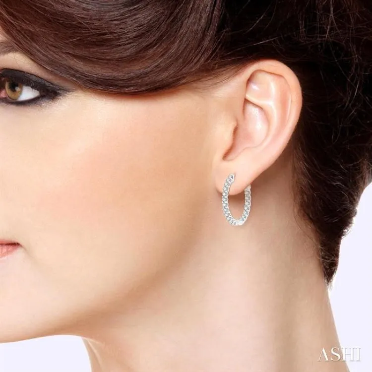 1 ctw Inside-Out Round Cut Diamond Hoop Earrings in 14K White Gold
