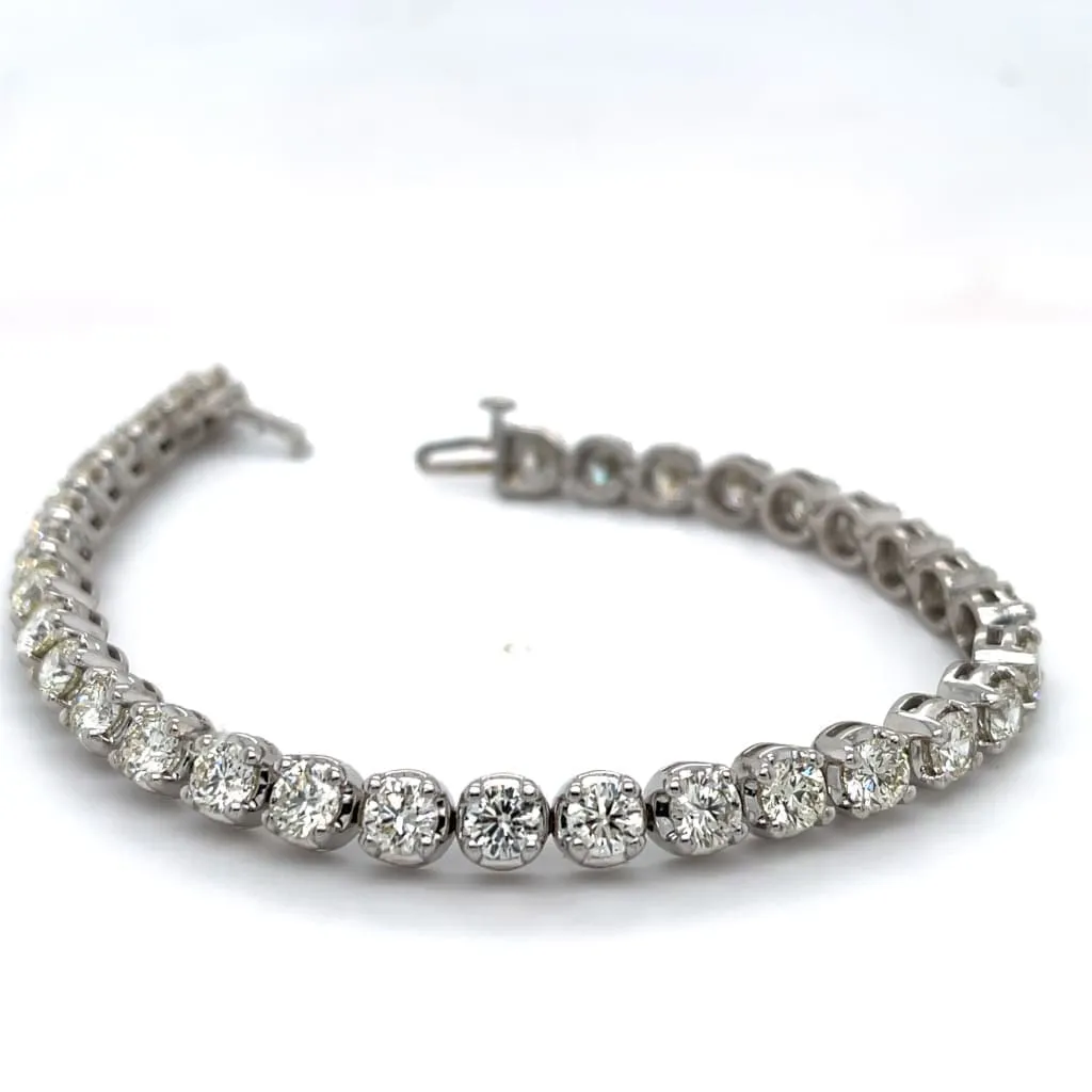 10.90 CTTW NATURAL DIAMOND TENNIS BRACELET SET 14 KARAT WHITE GOLD REGARD JEWELRY AUSTIN,