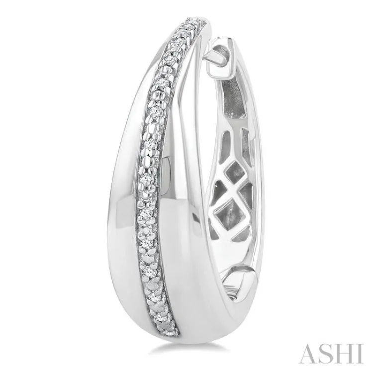 1/10 ctw Bold Wide Round Cut Diamond Hoop Earring in Sterling Silver