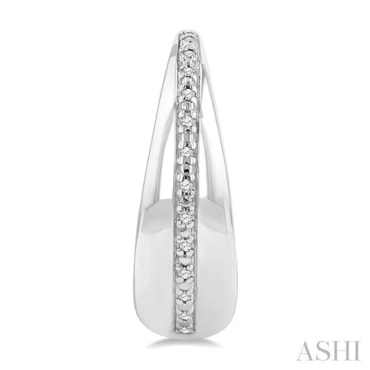 1/10 ctw Bold Wide Round Cut Diamond Hoop Earring in Sterling Silver