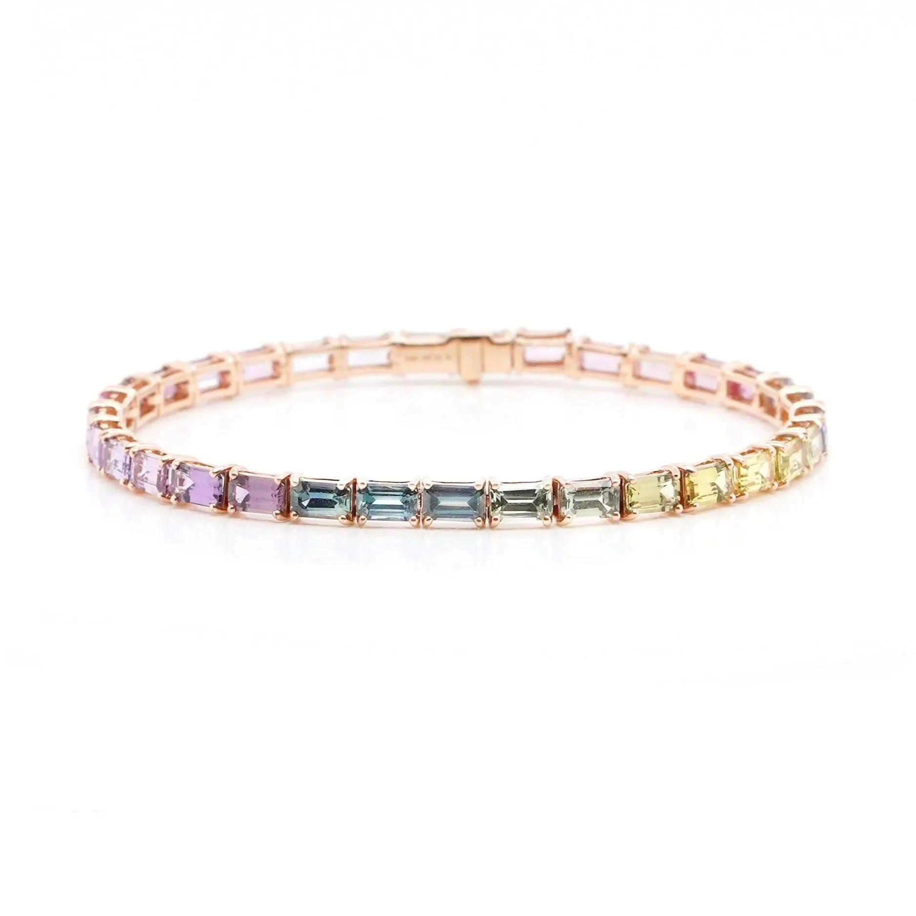 12.34 cts Octagon Fancy Sapphire Tennis Bracelet