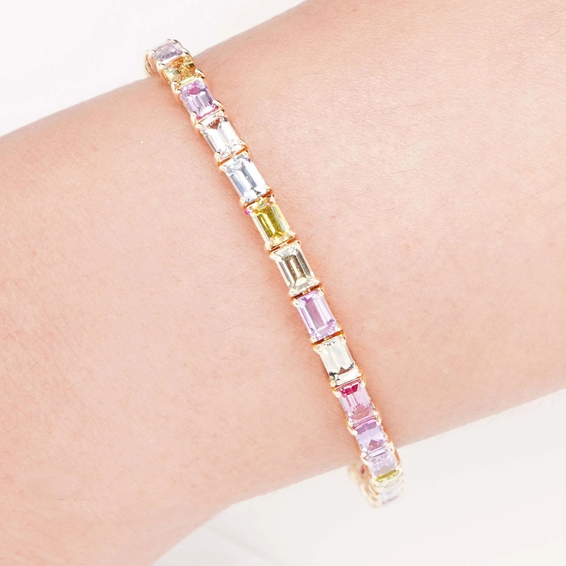 12.34 cts Octagon Fancy Sapphire Tennis Bracelet