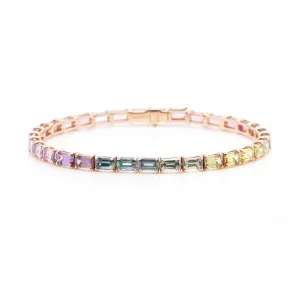 12.34 cts Octagon Fancy Sapphire Tennis Bracelet