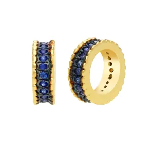 14k Gold Blue Sapphire Rondelle Bead / Roundel Bead 3x9mm