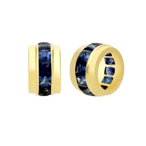 14k Gold Blue Sapphire Rondelle Bead / Roundel Bead 5.60x9mm