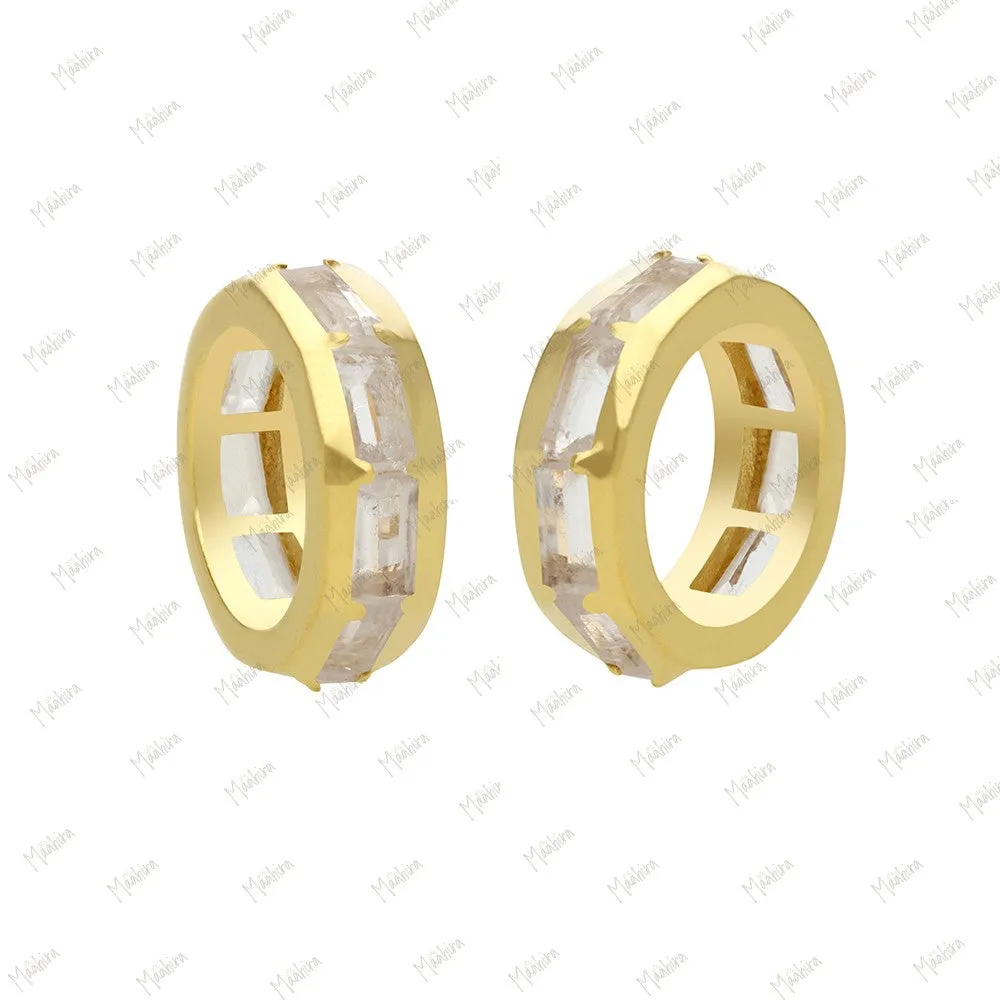 14k Gold Blue Sapphire Rondelle Bead / Roundel Bead Charm 4.40x12.20mm
