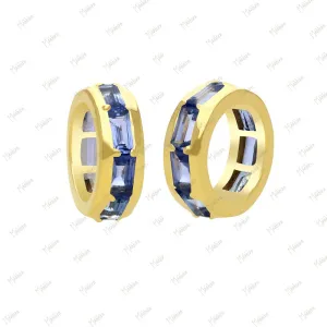 14k Gold Blue Sapphire Rondelle Bead / Roundel Bead Charm 4.40x12.20mm
