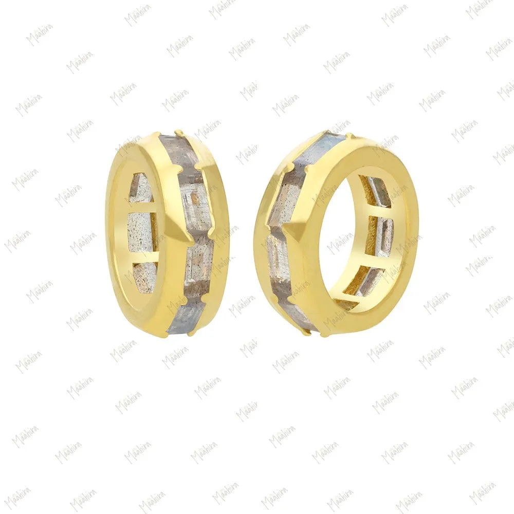 14k Gold Blue Sapphire Rondelle Bead / Roundel Bead Charm 4.40x12.20mm