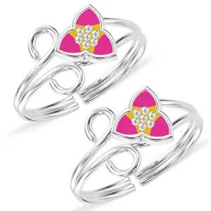 925 Sterling Silver Designer Enamel Floral Toerings for Women