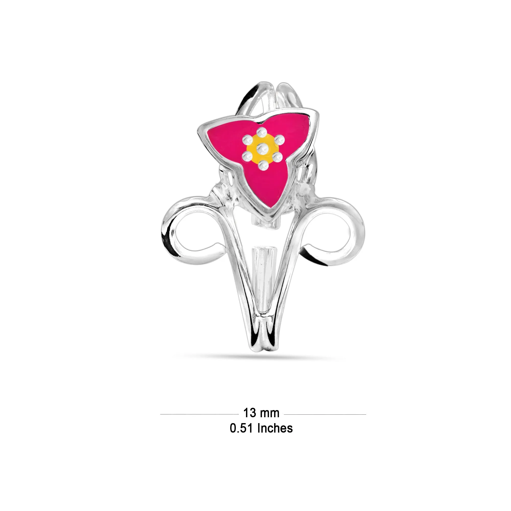 925 Sterling Silver Designer Enamel Floral Toerings for Women