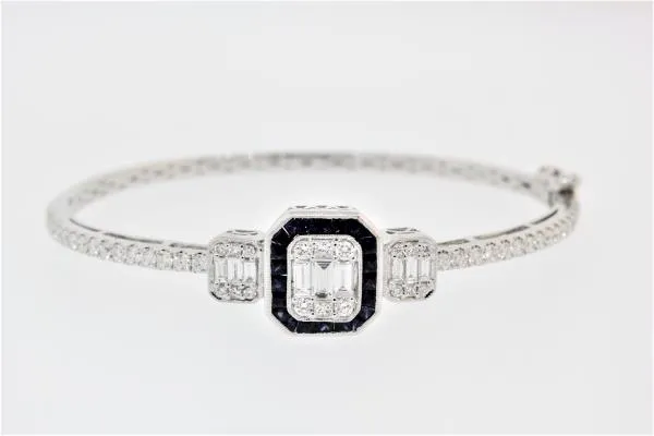 Diamond and sapphire bangle bracelet SKU B016)