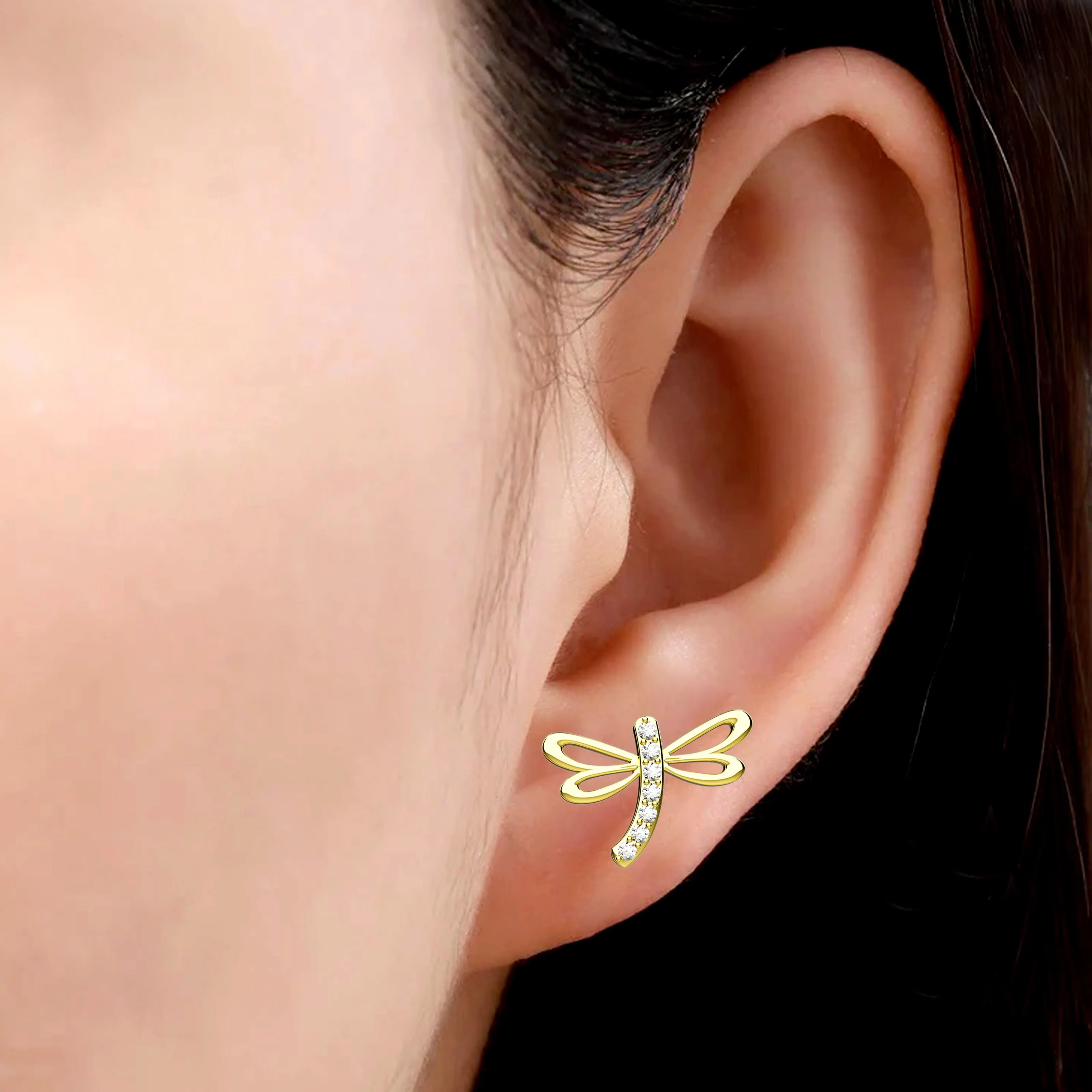 Dragonfly Stud Ear Piercing