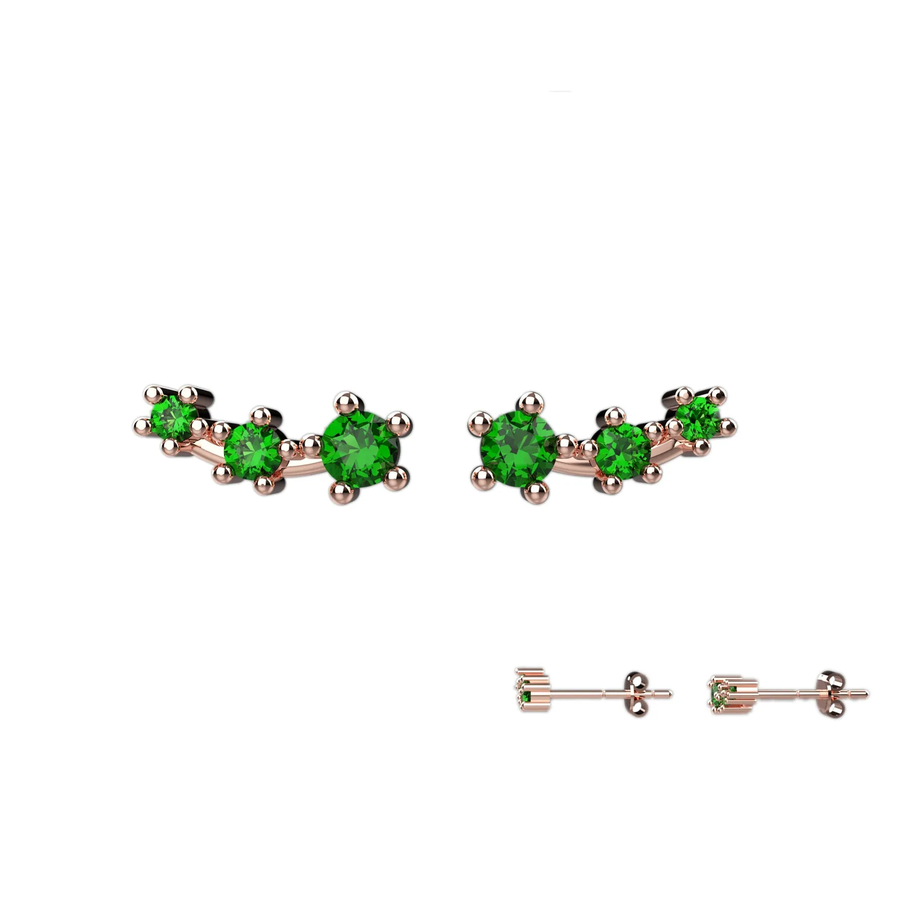 Ear Climber Studs In Emerald jewelry