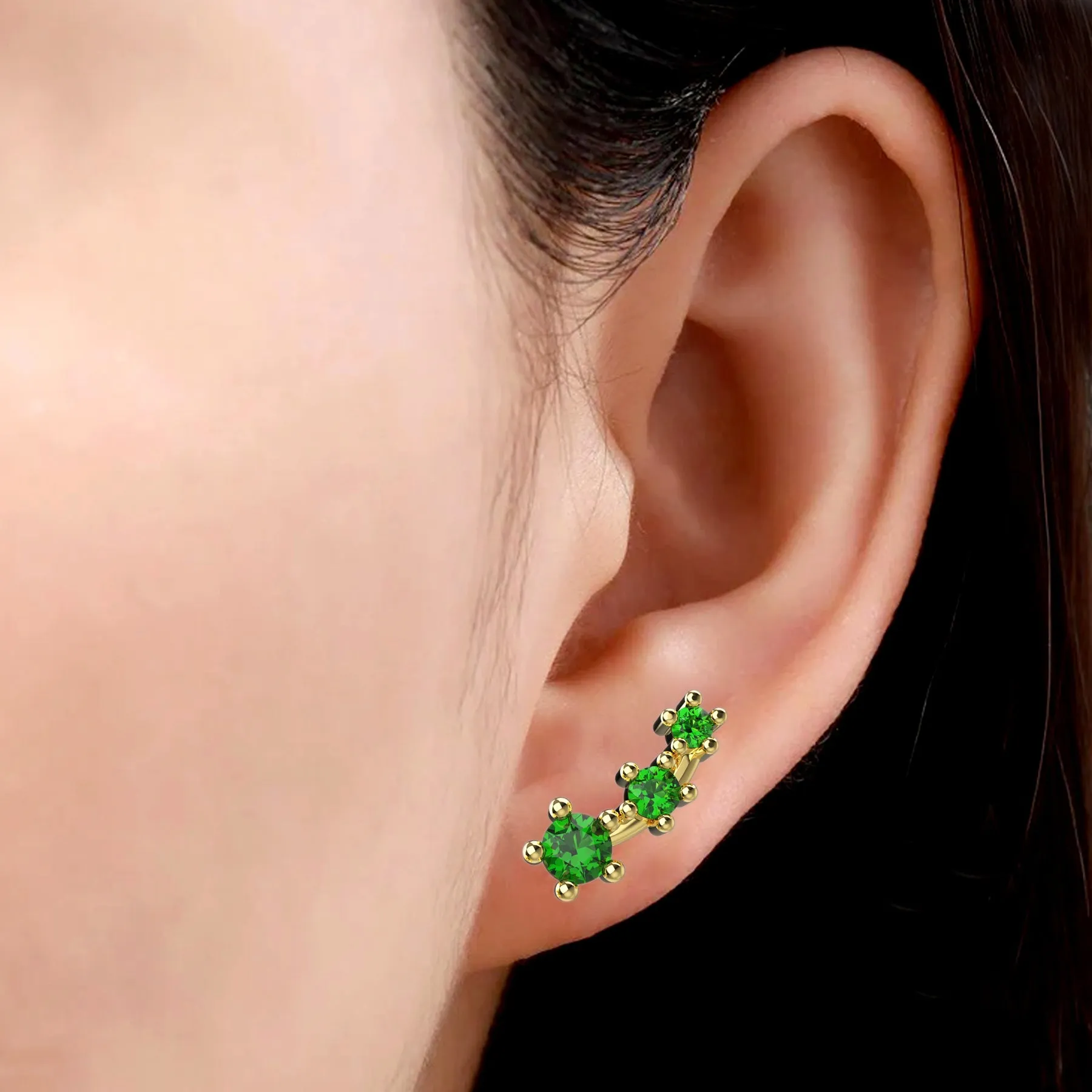 Ear Climber Studs In Emerald jewelry
