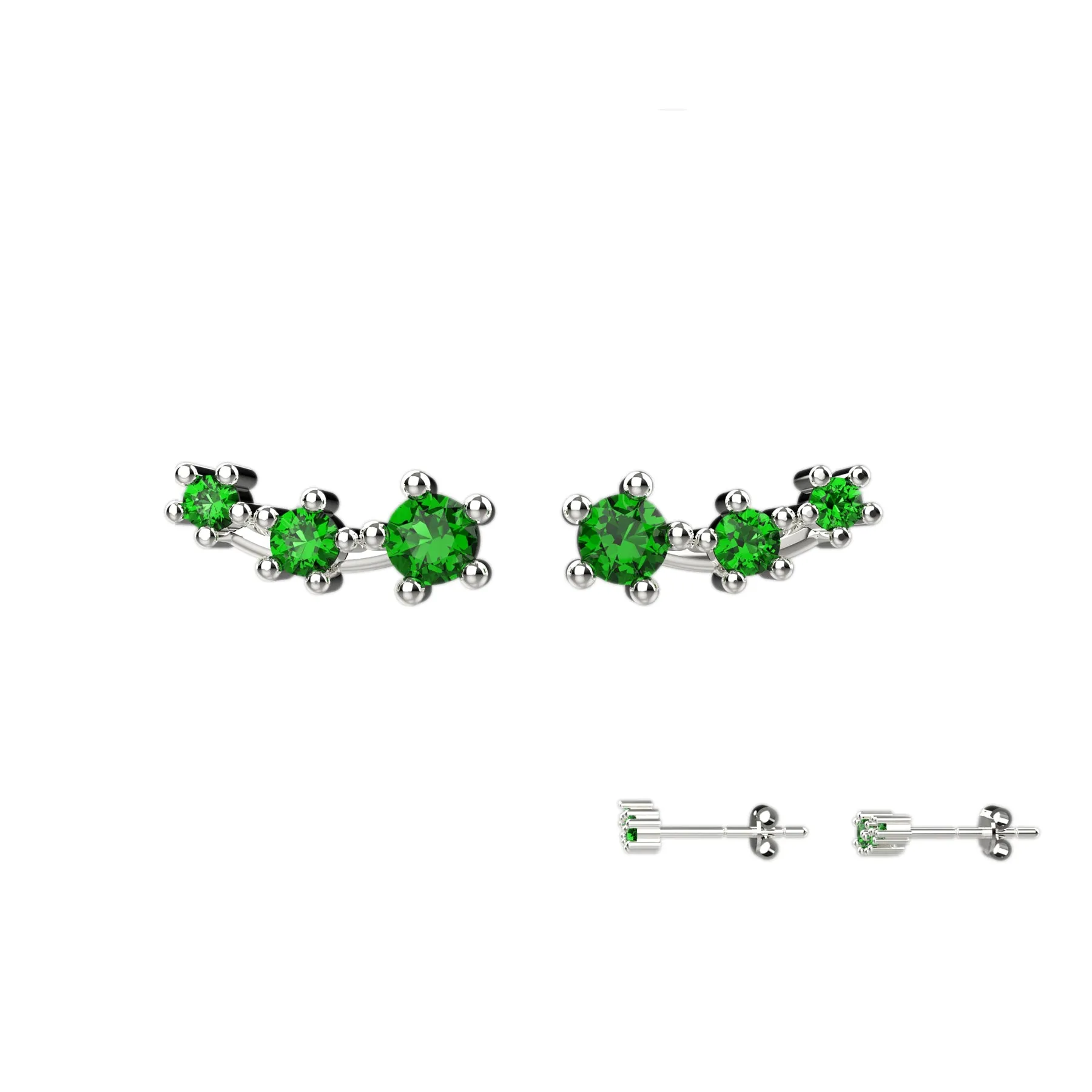 Ear Climber Studs In Emerald jewelry