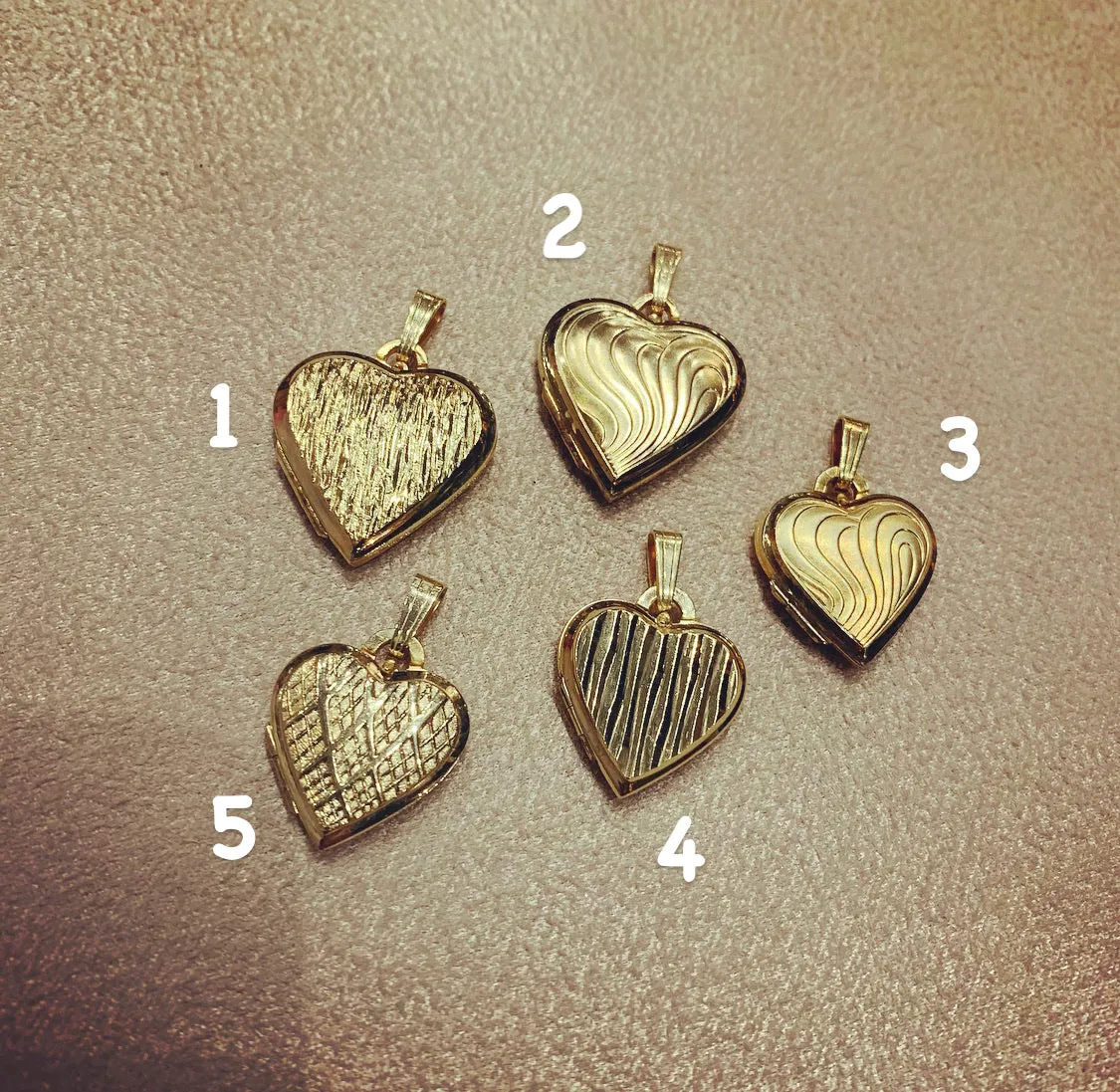 Grooved Heart Locket in Gold