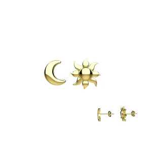 light Sun Moon ear stud jewelry