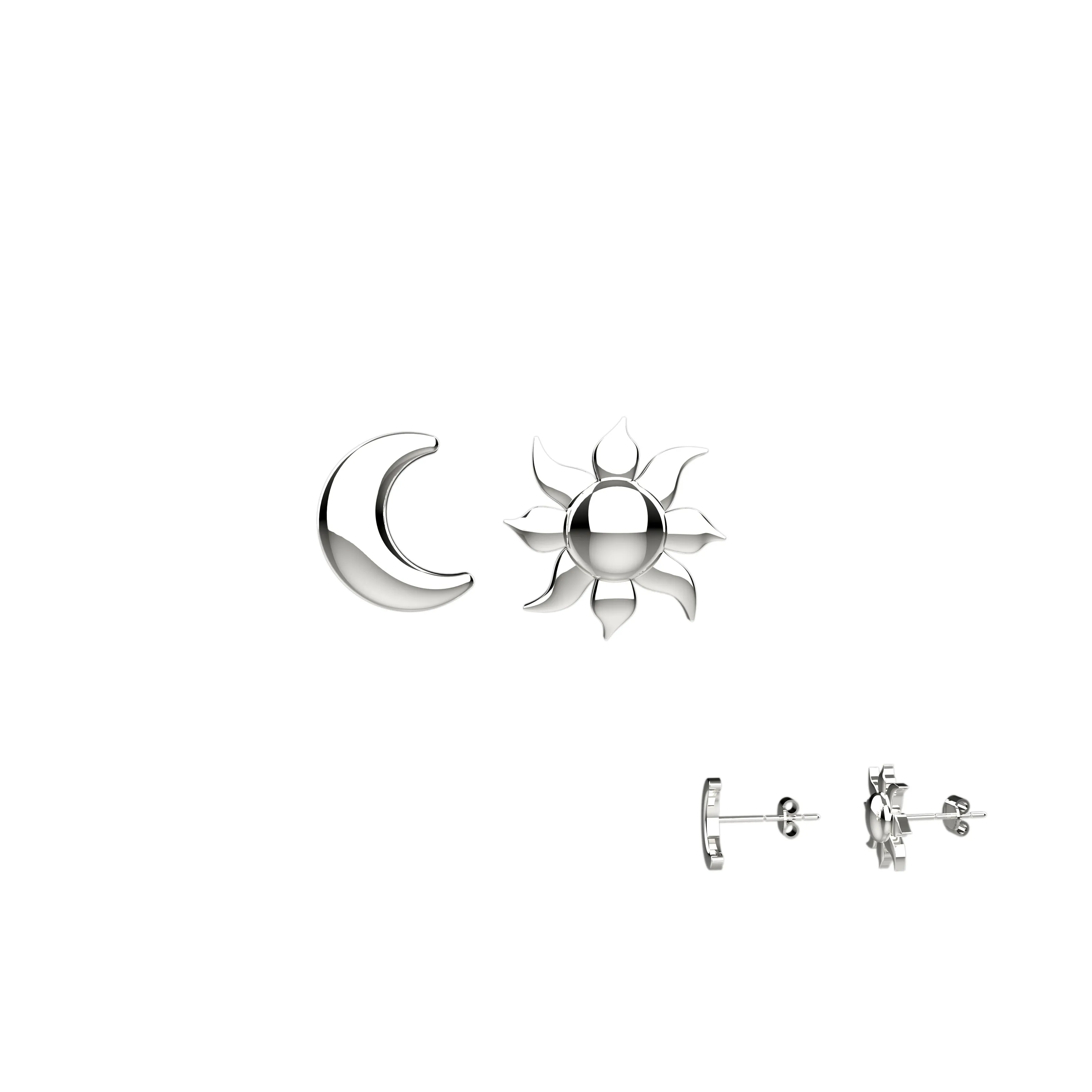 light Sun Moon ear stud jewelry