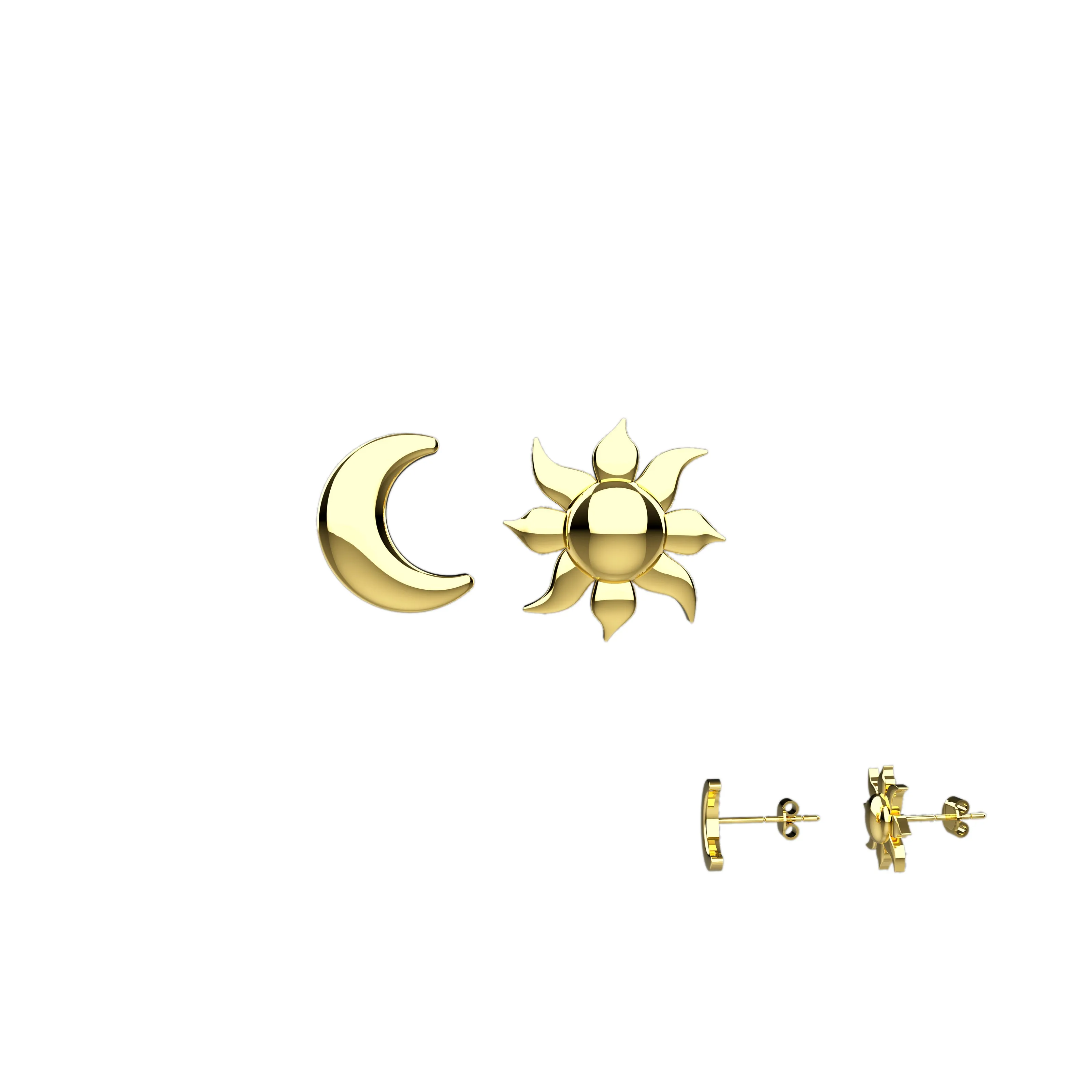 light Sun Moon ear stud jewelry
