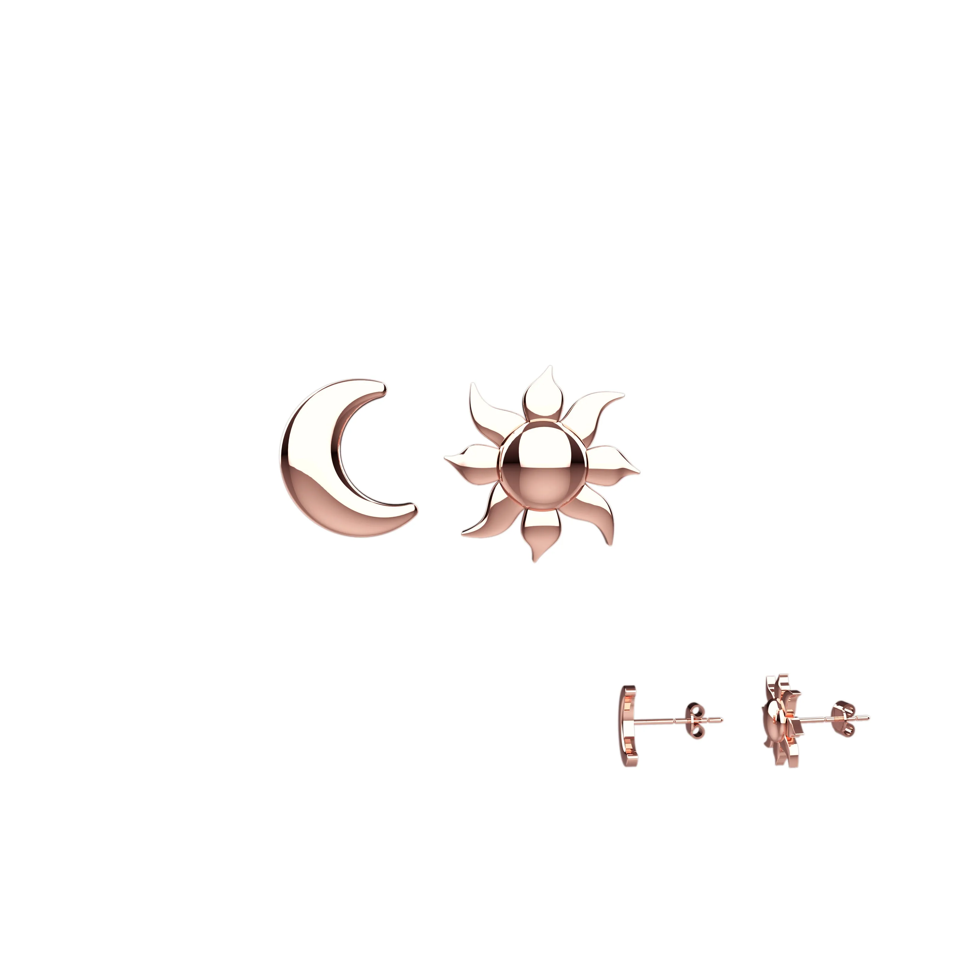 light Sun Moon ear stud jewelry