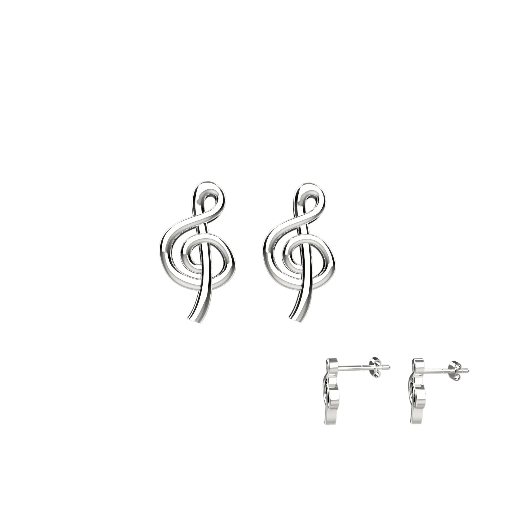 Mini "G" Clef Music Note Stud Earrings