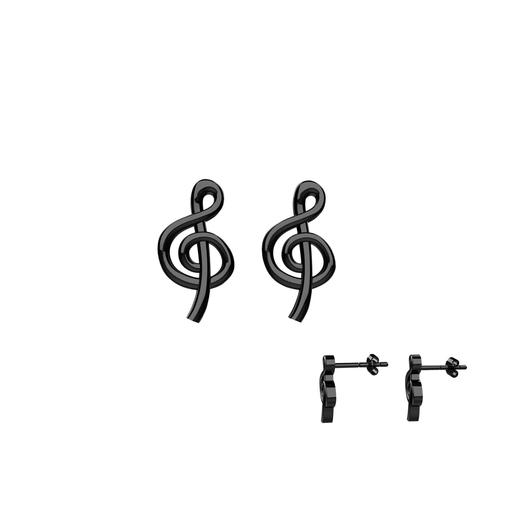 Mini "G" Clef Music Note Stud Earrings