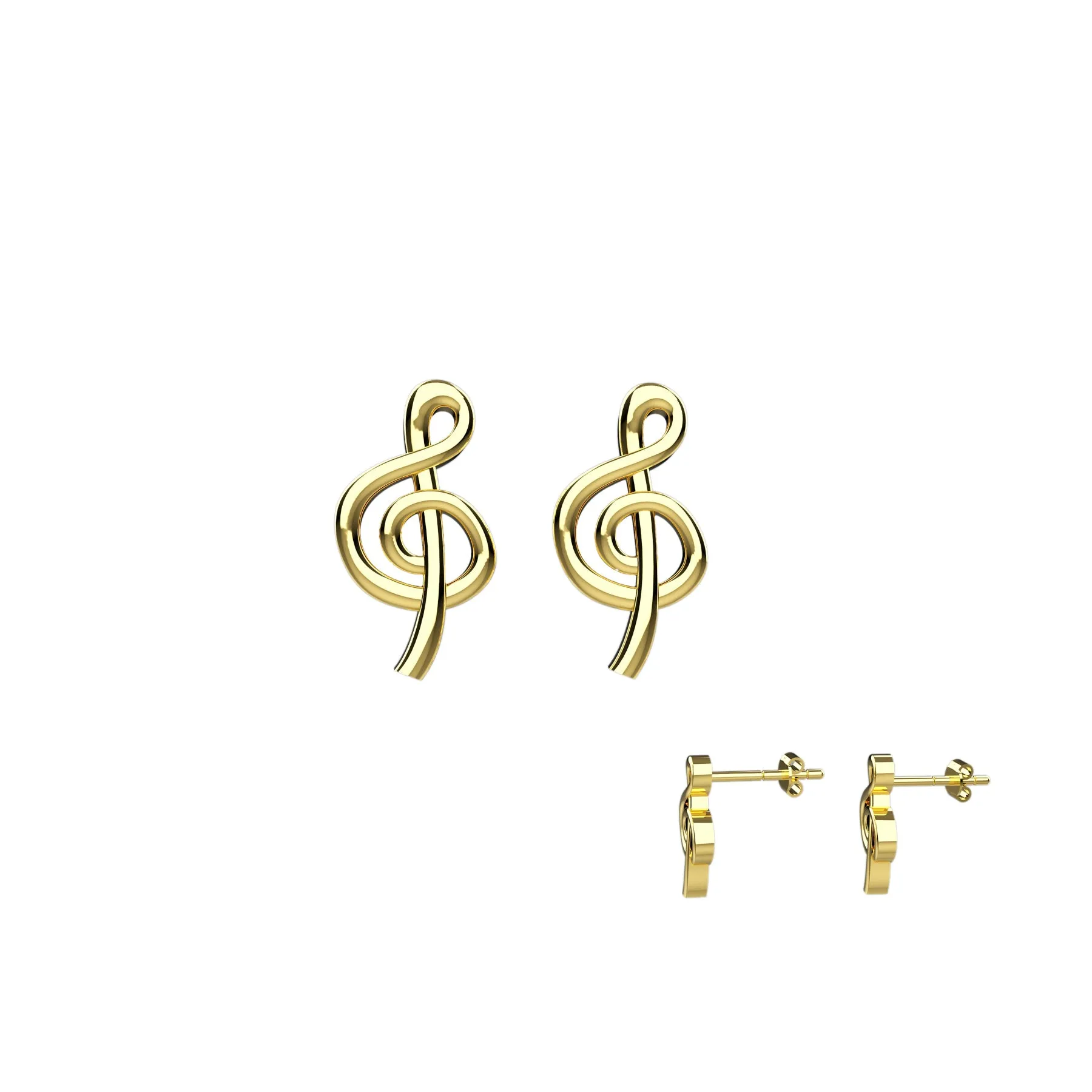 Mini "G" Clef Music Note Stud Earrings