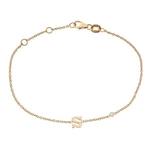 Personalized 14k Mini Initial with Diamond Bracelet - BM111D
