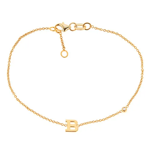 Personalized 14k Mini Initial with Diamond Bracelet - BM111D
