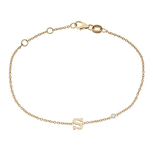 Personalized 14k Mini Initial with Diamond Bracelet - BM111D