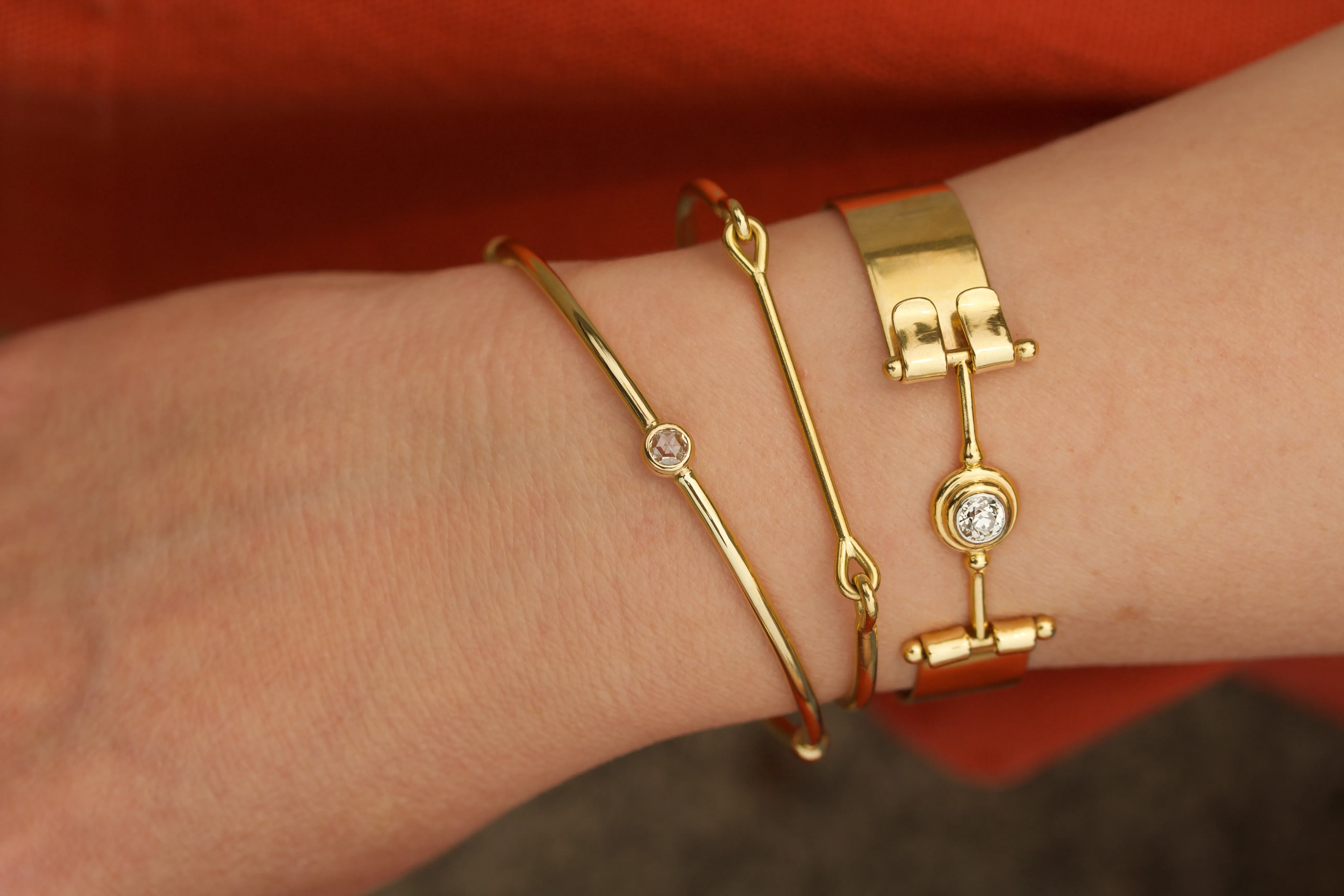 Rose Cut Diamond Bangle Bracelet