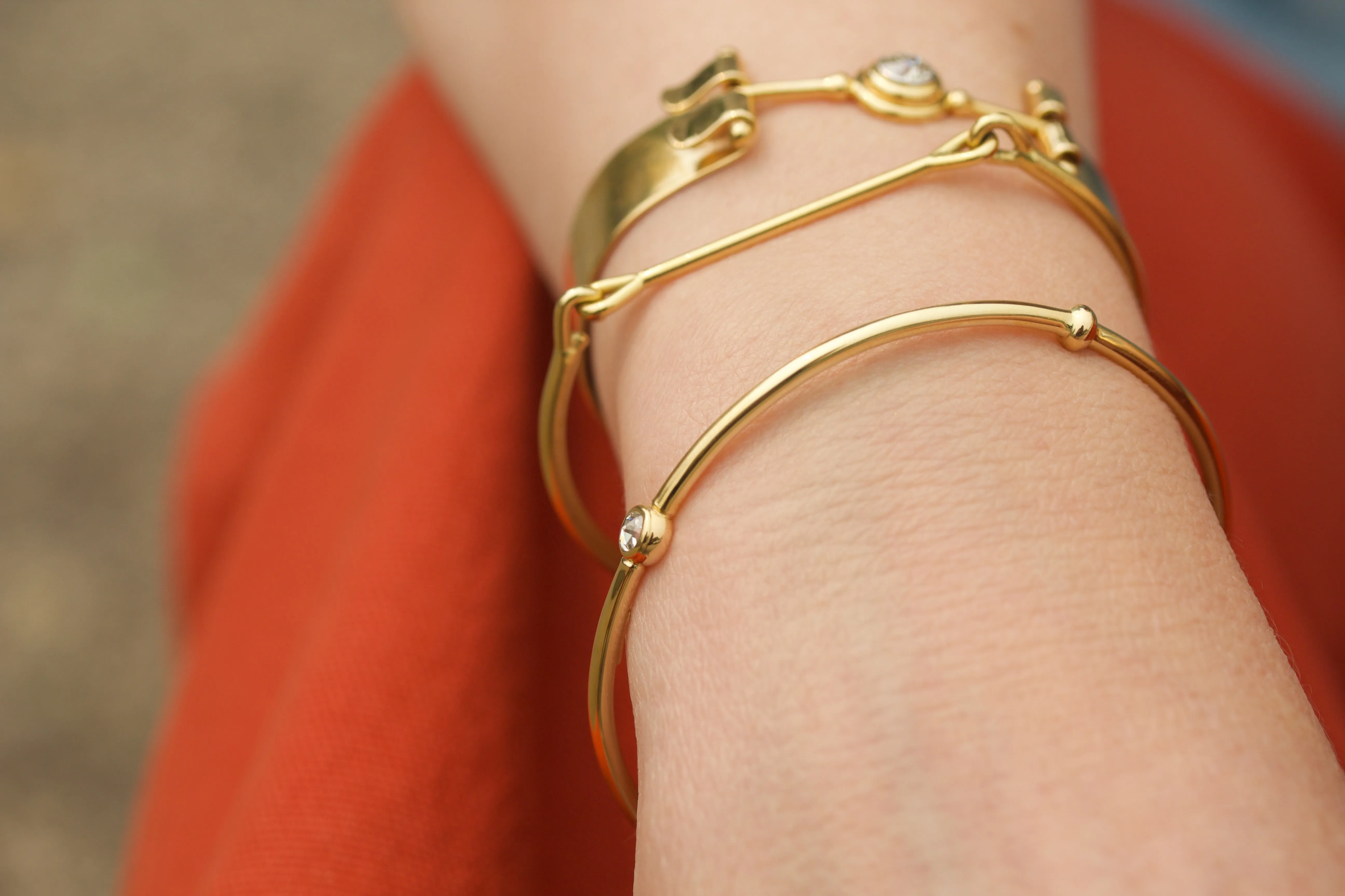 Rose Cut Diamond Bangle Bracelet