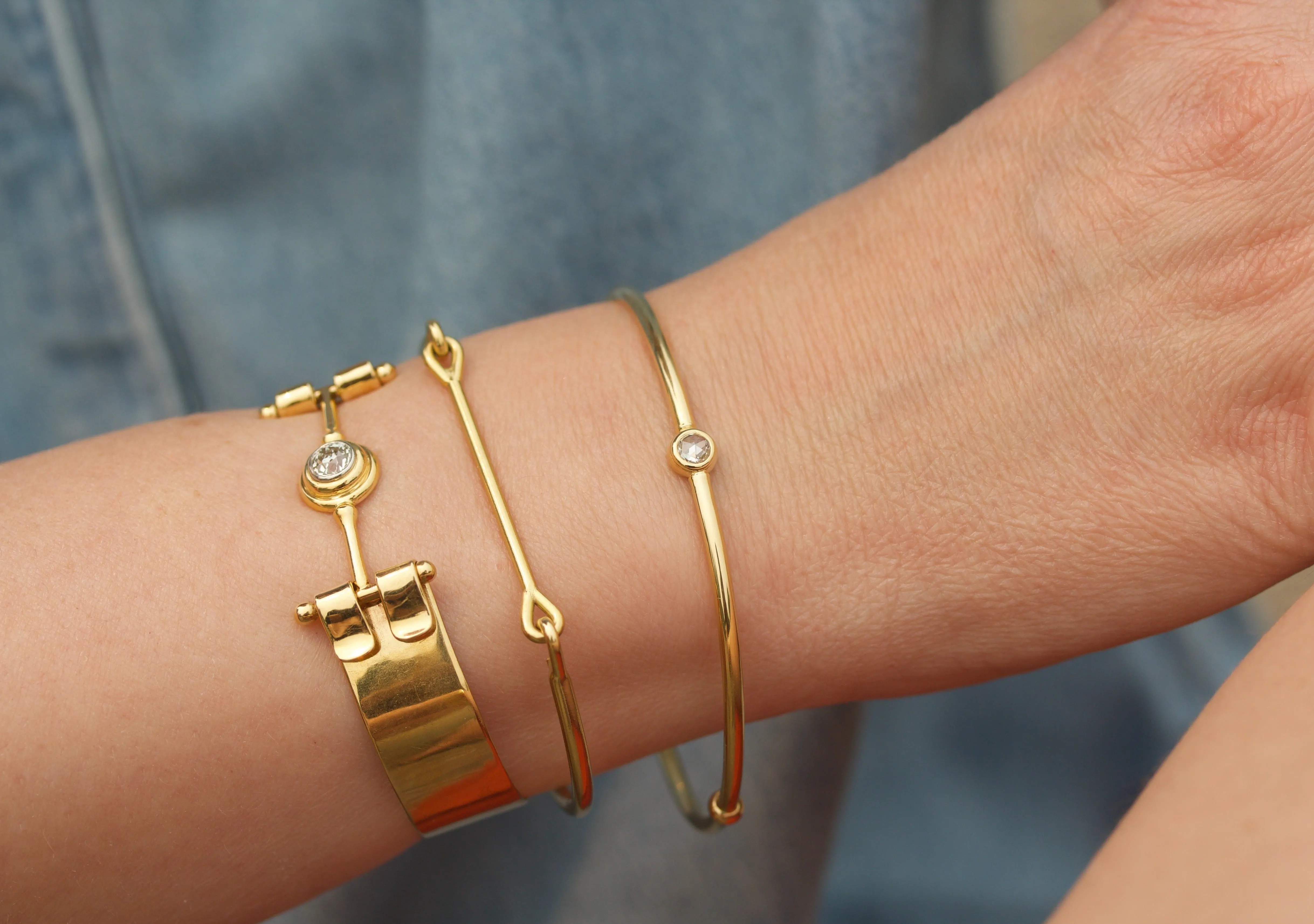 Rose Cut Diamond Bangle Bracelet