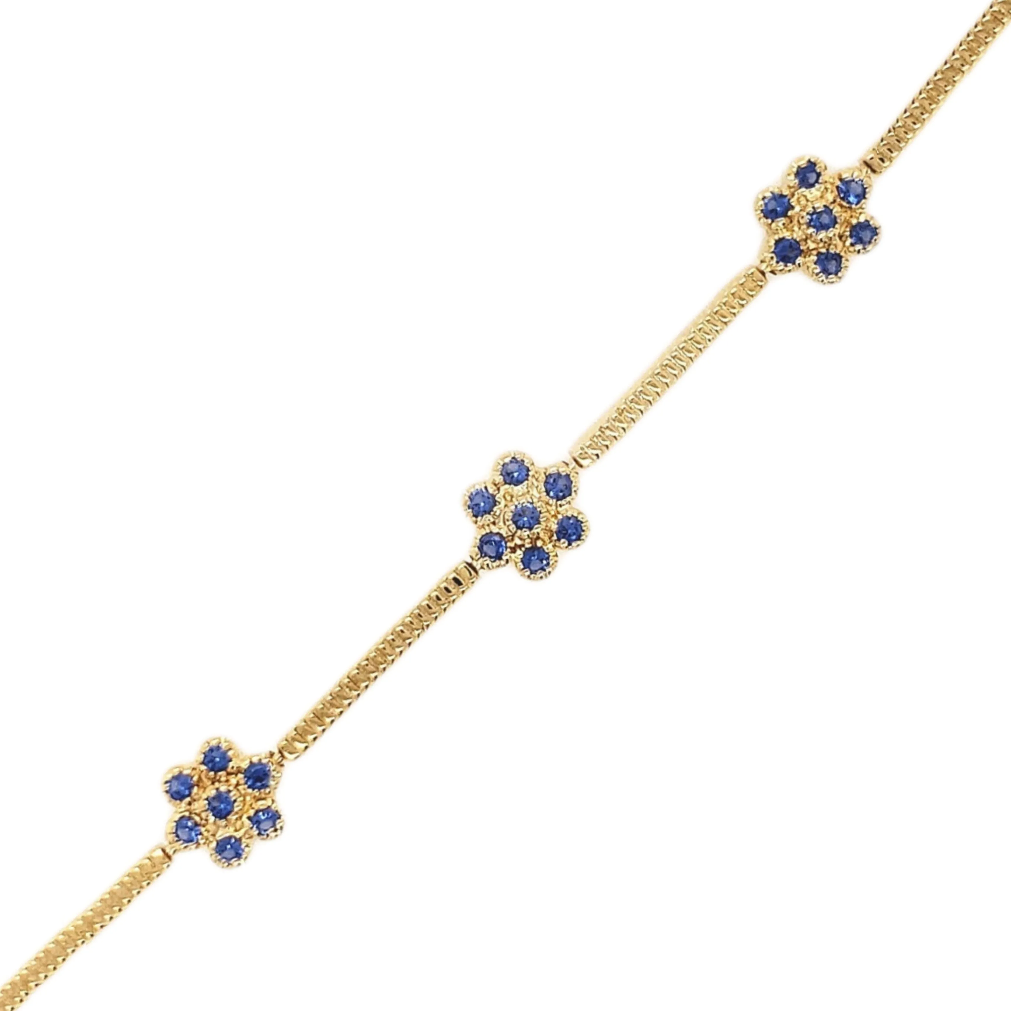 Sterling Silver Gold Plated Colored Stone CZ Flower Bracelet