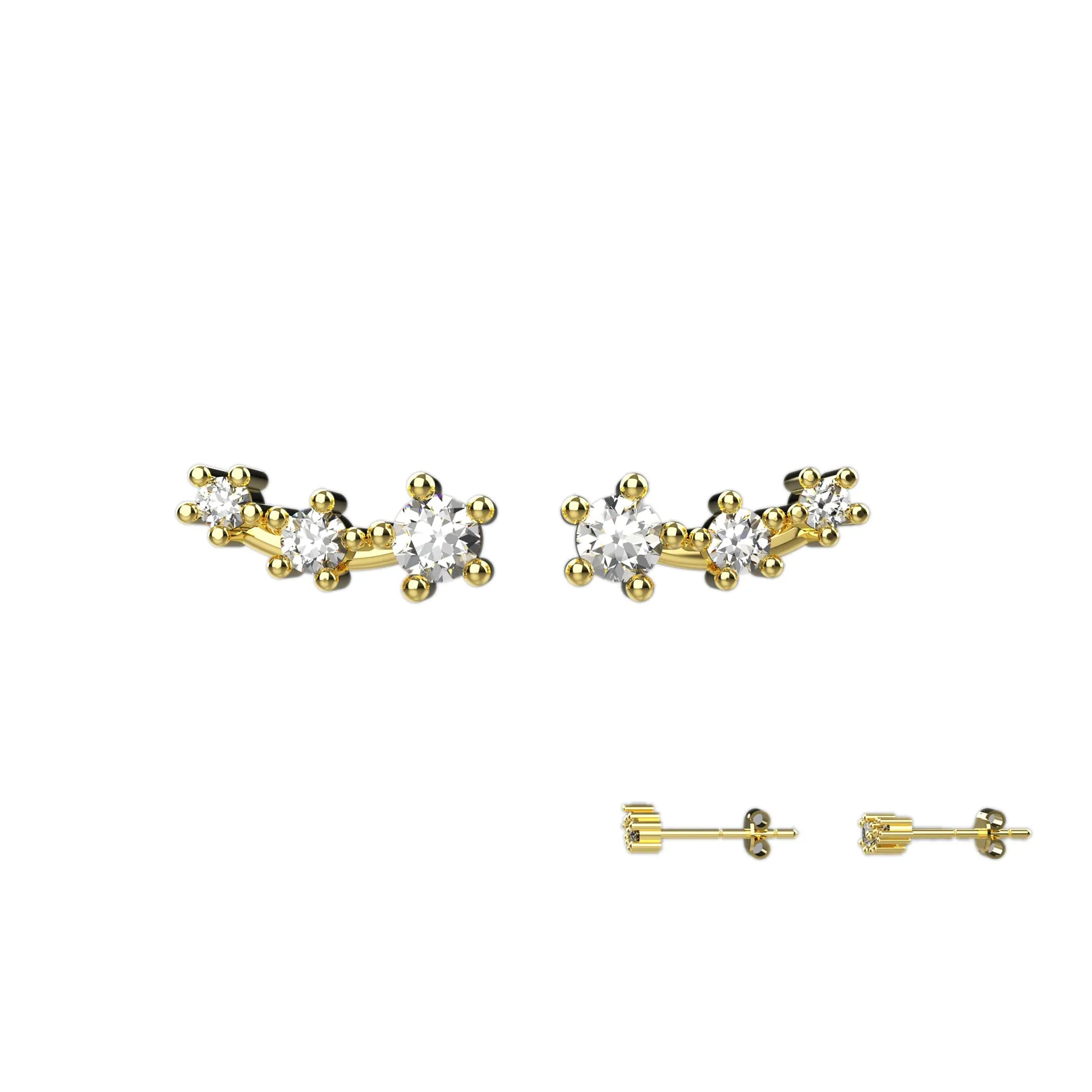Tiny Crystal Clear Ear Climber Studs