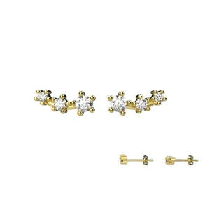 Tiny Crystal Clear Ear Climber Studs
