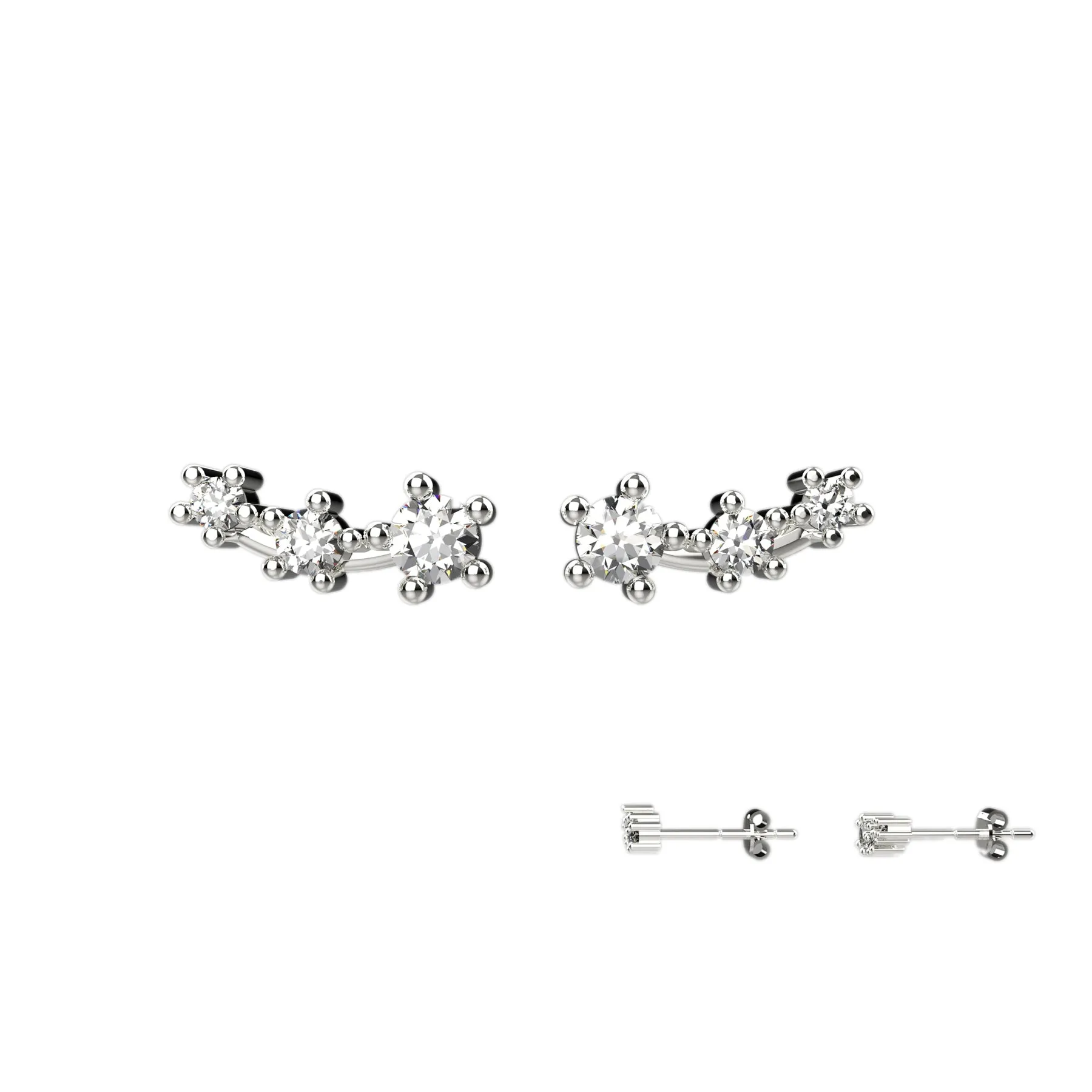 Tiny Crystal Clear Ear Climber Studs