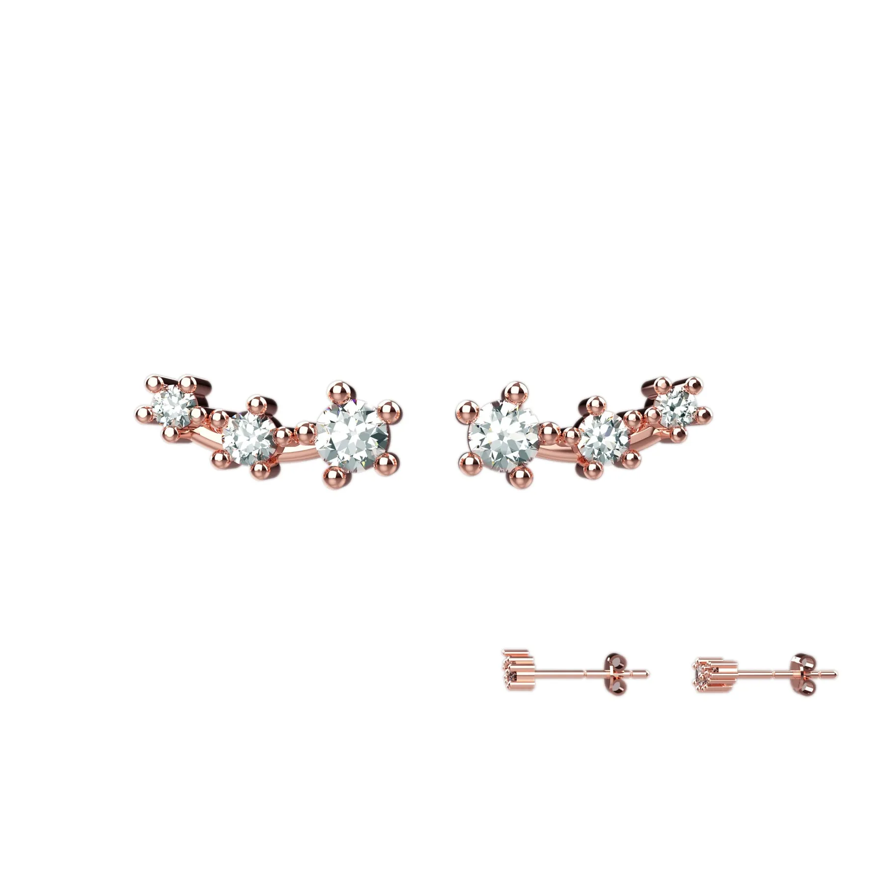 Tiny Crystal Clear Ear Climber Studs