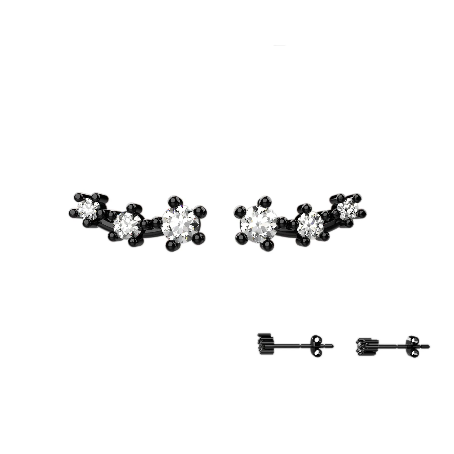 Tiny Crystal Clear Ear Climber Studs