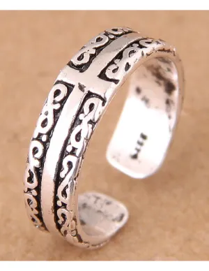 TR50 Silver Cross Filigree Design Toe Ring